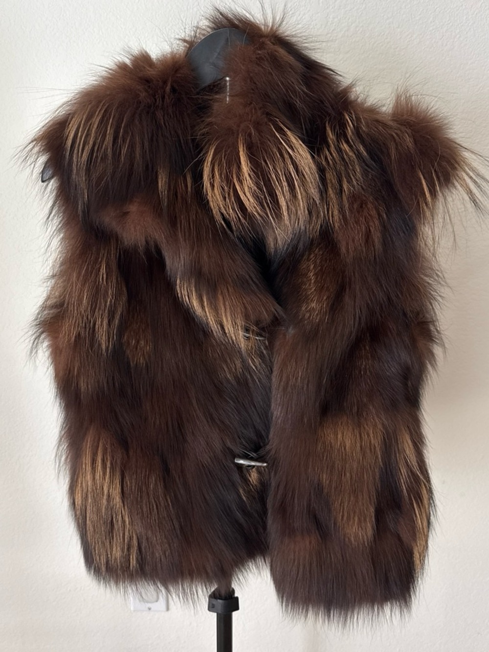 Brown Fox Fur Vest - Women Jackets & Coats Small